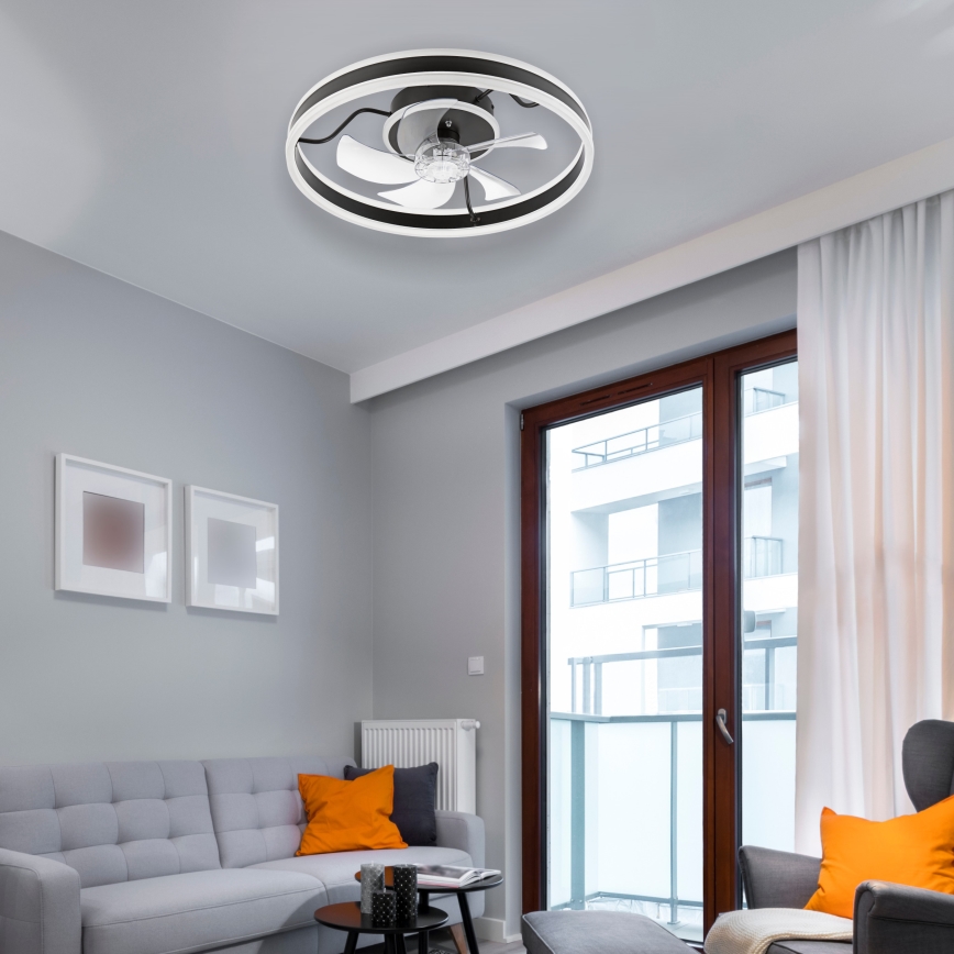 LED Φωτιστικό οροφής dimmable με ανεμιστήρα APOLLO LED/38W/230V μαύρο + τηλεχειριστήριο