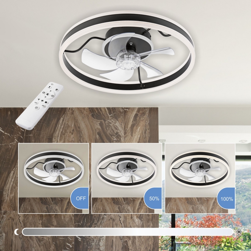 LED Φωτιστικό οροφής dimmable με ανεμιστήρα APOLLO LED/38W/230V μαύρο + τηλεχειριστήριο