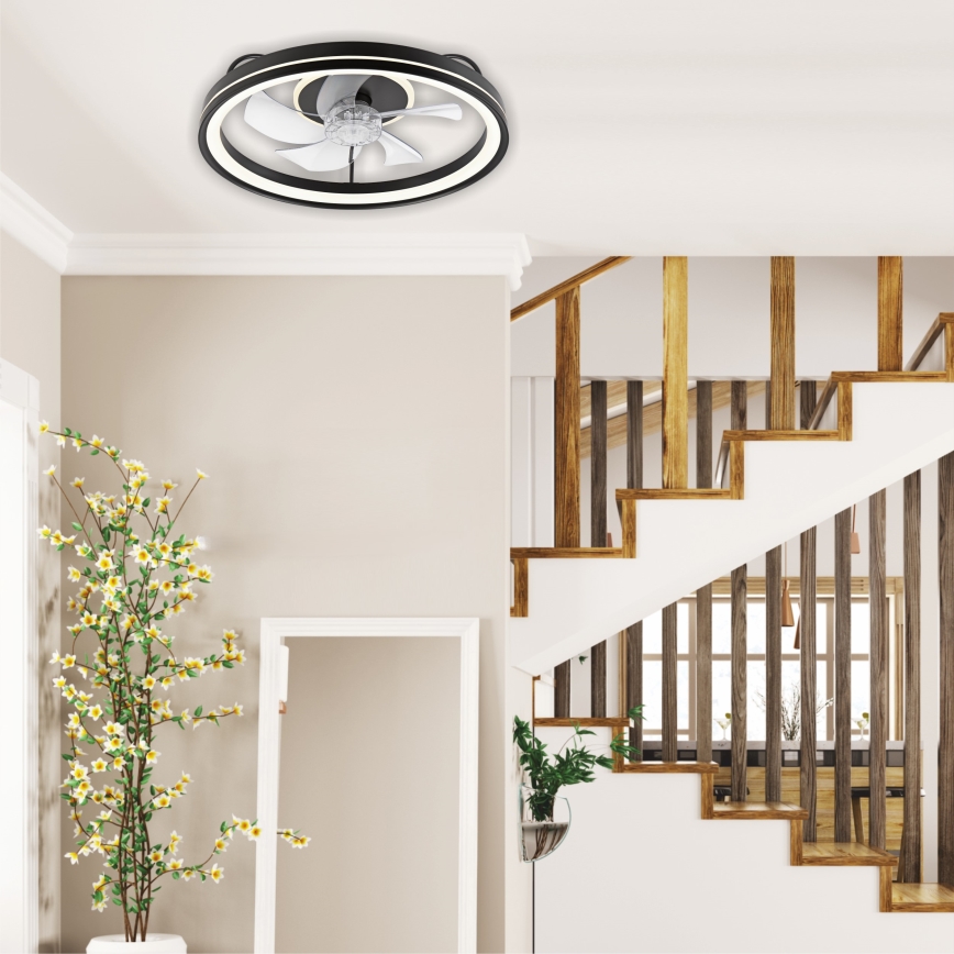LED Φωτιστικό οροφής dimmable με ανεμιστήρα FARGO LED/37W/230V μαύρο + τηλεχειριστήριο