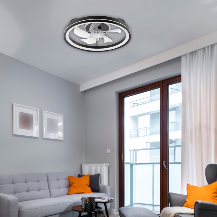 LED Φωτιστικό οροφής dimmable με ανεμιστήρα FARGO LED/37W/230V μαύρο + τηλεχειριστήριο