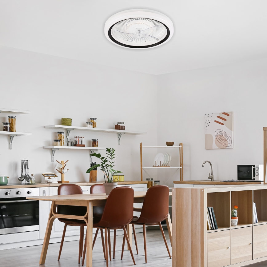 LED Φωτιστικό οροφής dimmable με ανεμιστήρα GEMMA LED/37W/230V λευκό + τηλεχειριστήριο