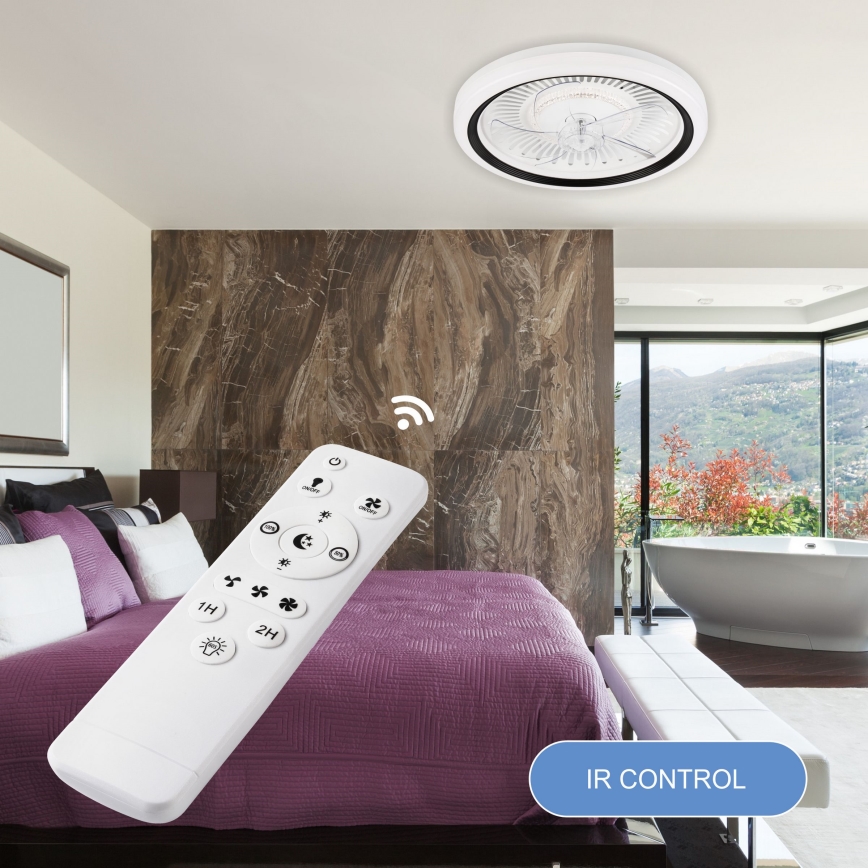 LED Φωτιστικό οροφής dimmable με ανεμιστήρα GEMMA LED/37W/230V λευκό + τηλεχειριστήριο
