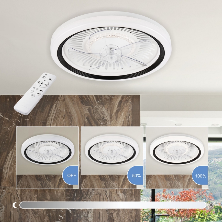 LED Φωτιστικό οροφής dimmable με ανεμιστήρα GEMMA LED/37W/230V λευκό + τηλεχειριστήριο