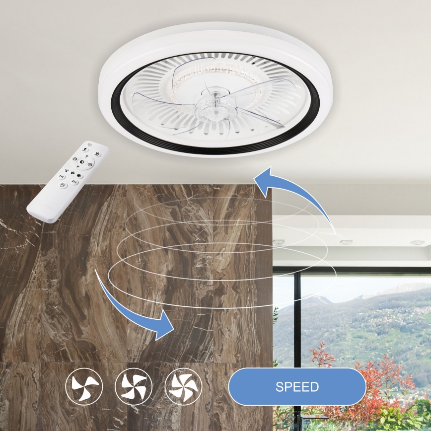 LED Φωτιστικό οροφής dimmable με ανεμιστήρα GEMMA LED/37W/230V λευκό + τηλεχειριστήριο