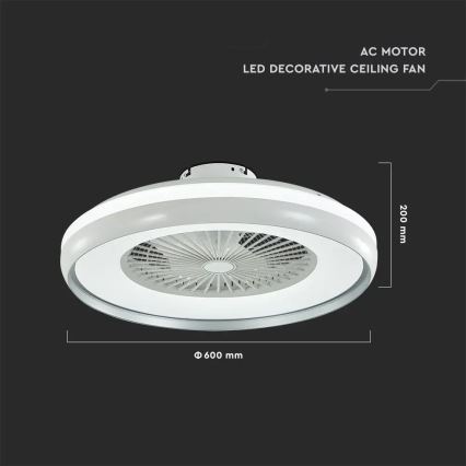 Φωτιστικό οροφής LED με ανεμιστήρα LED/45W/230V 3000/4000/6500K γκρι + τηλεχειριστήριο