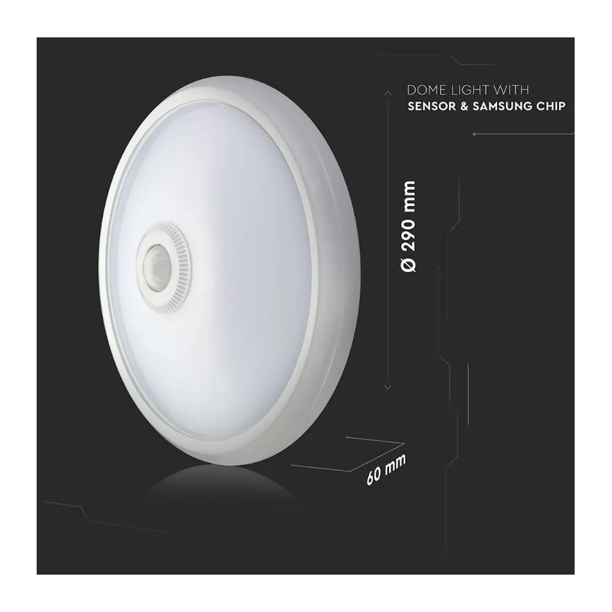 Φωτιστικό οροφής LED με ανιχνευτή LED/12W/230V 4000K
