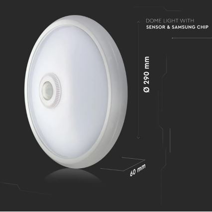 Φωτιστικό οροφής LED με ανιχνευτή LED/12W/230V 6400K