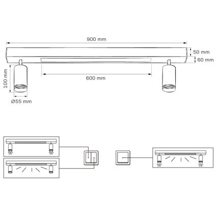 Φωτιστικό οροφής LED ΠΑΡΙΣΙ LED/24W/230V + 2xGU10/10W μαύρο