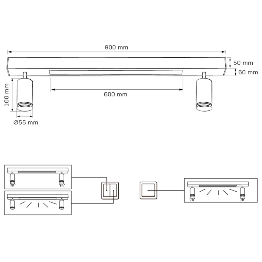 Φωτιστικό οροφής LED ΠΑΡΙΣΙ LED/24W/230V + 2xGU10/10W μαύρο
