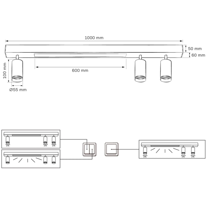 Φωτιστικό οροφής LED ΠΑΡΙΣΙ LED/24W/230V + 3xGU10/10W μαύρο