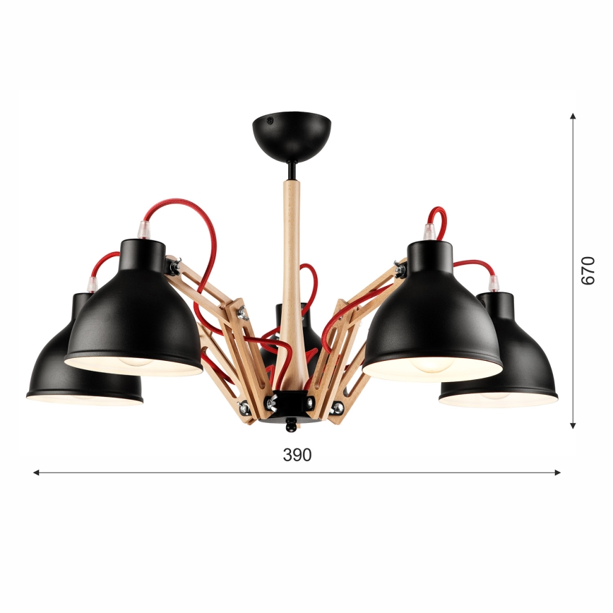 Επιτοίχιο φωτιστικό MARCELLO 5xE27/60W/230V οξιά