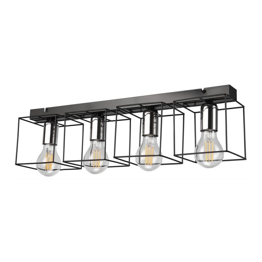 Φωτιστικό οροφής MIKA 4xE27/60W/230V 61 cm μαύρο/γυαλιστερό χρώμιο