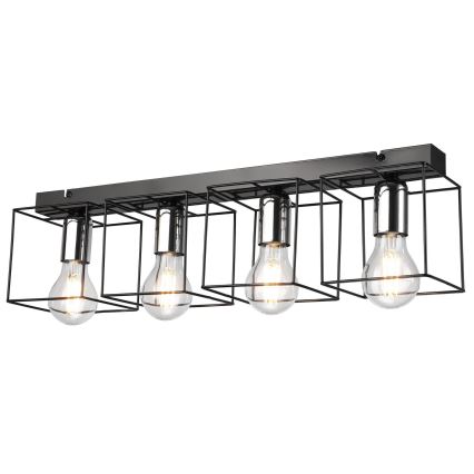 Φωτιστικό οροφής MIKA 4xE27/60W/230V 61 cm μαύρο/γυαλιστερό χρώμιο