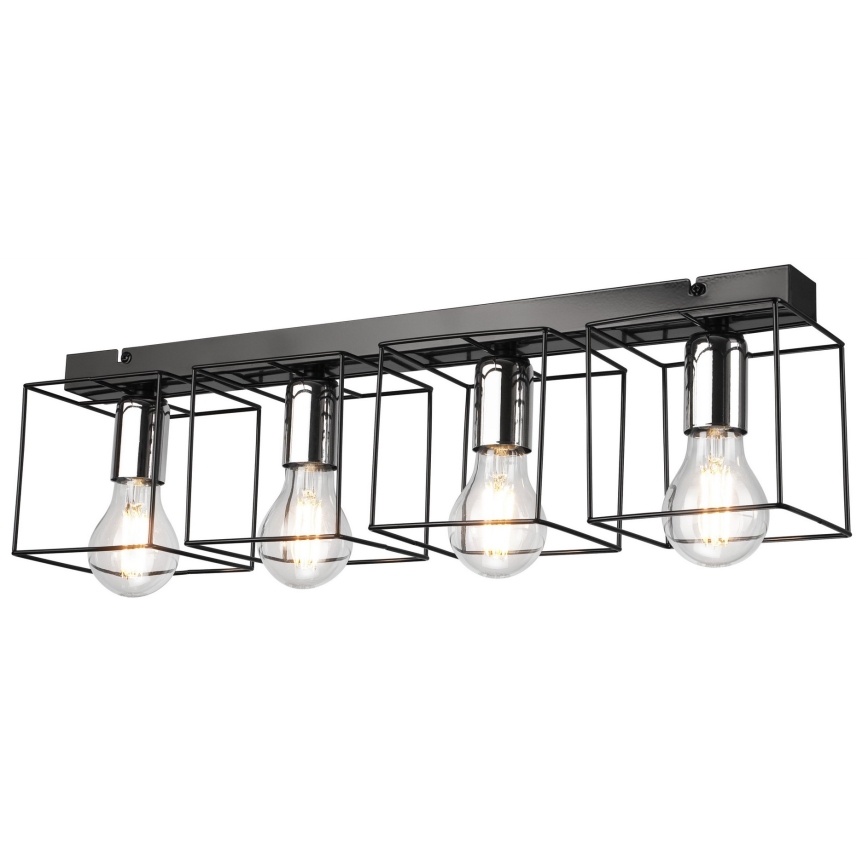 Φωτιστικό οροφής MIKA 4xE27/60W/230V 61 cm μαύρο/γυαλιστερό χρώμιο