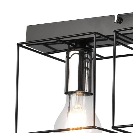 Φωτιστικό οροφής MIKA 4xE27/60W/230V 61 cm μαύρο/γυαλιστερό χρώμιο