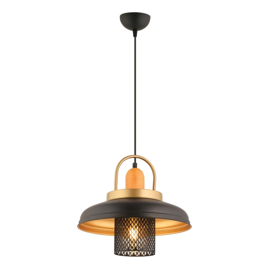 Φωτιστικό οροφής MONZA 1xE27/40W/230V διαμέτρου 32 cm μαύρο/χρυσό