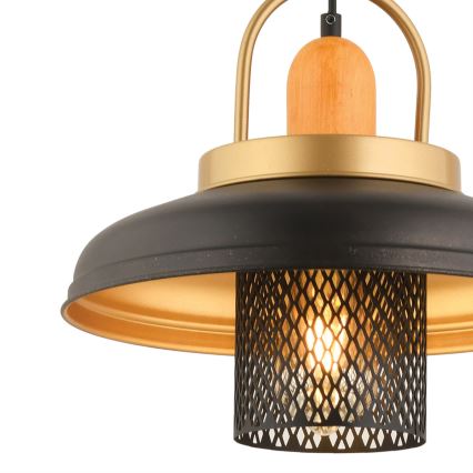 Φωτιστικό οροφής MONZA 1xE27/40W/230V διαμέτρου 32 cm μαύρο/χρυσό