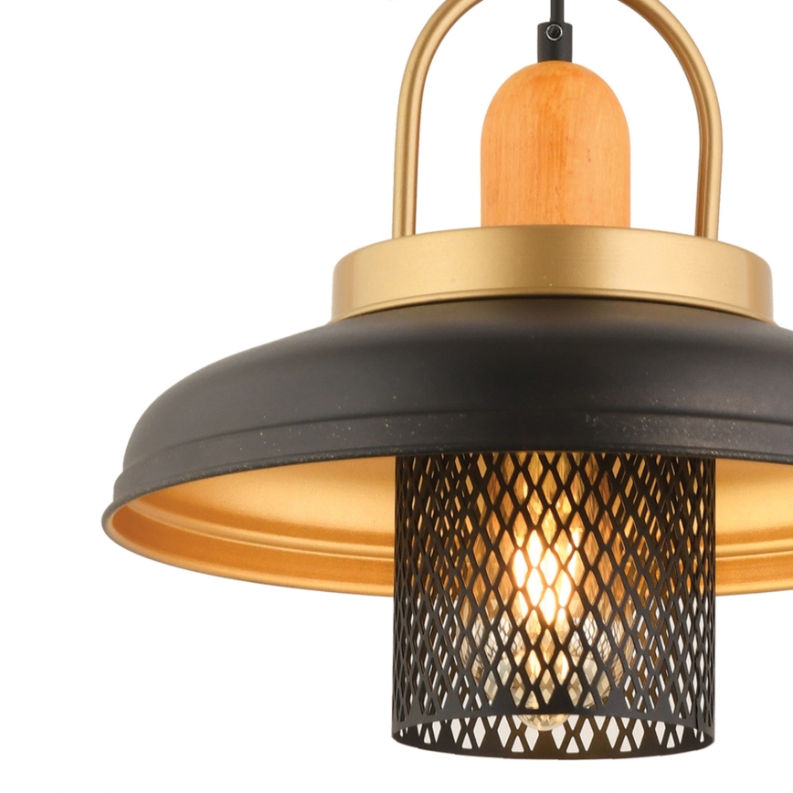 Φωτιστικό οροφής MONZA 1xE27/40W/230V διαμέτρου 32 cm μαύρο/χρυσό