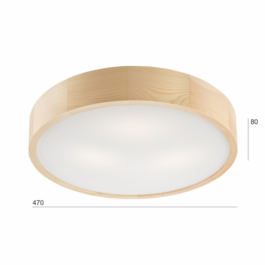 Φωτιστικό οροφής NATURAL 3xE27/60W/230V ø 47 cm πεύκο