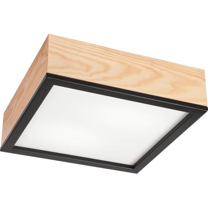 Φωτιστικό οροφής NATURAL SQUARE 2xE27/15W/230V 31x31 cm πεύκο/μαύρο