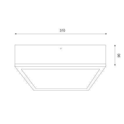 Φωτιστικό οροφής NATURAL SQUARE 2xE27/15W/230V 31x31 cm πεύκο/μαύρο