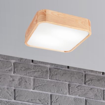 Φωτιστικό οροφής NATURAL SQUARE 2xE27/15W/230V 35x35 cm πεύκο