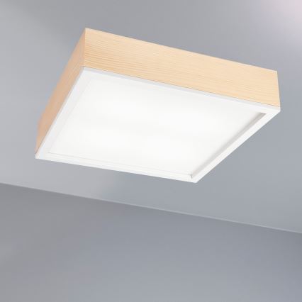 Φωτιστικό οροφής NATURAL SQUARE 4xE27/15W/230V 39x39 cm πεύκο/λευκό