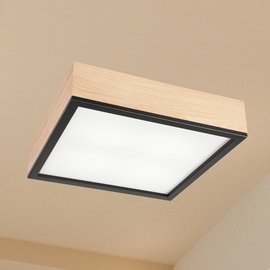Φωτιστικό οροφής NATURAL SQUARE 4xE27/15W/230V 39x39 cm πεύκο/μαύρο