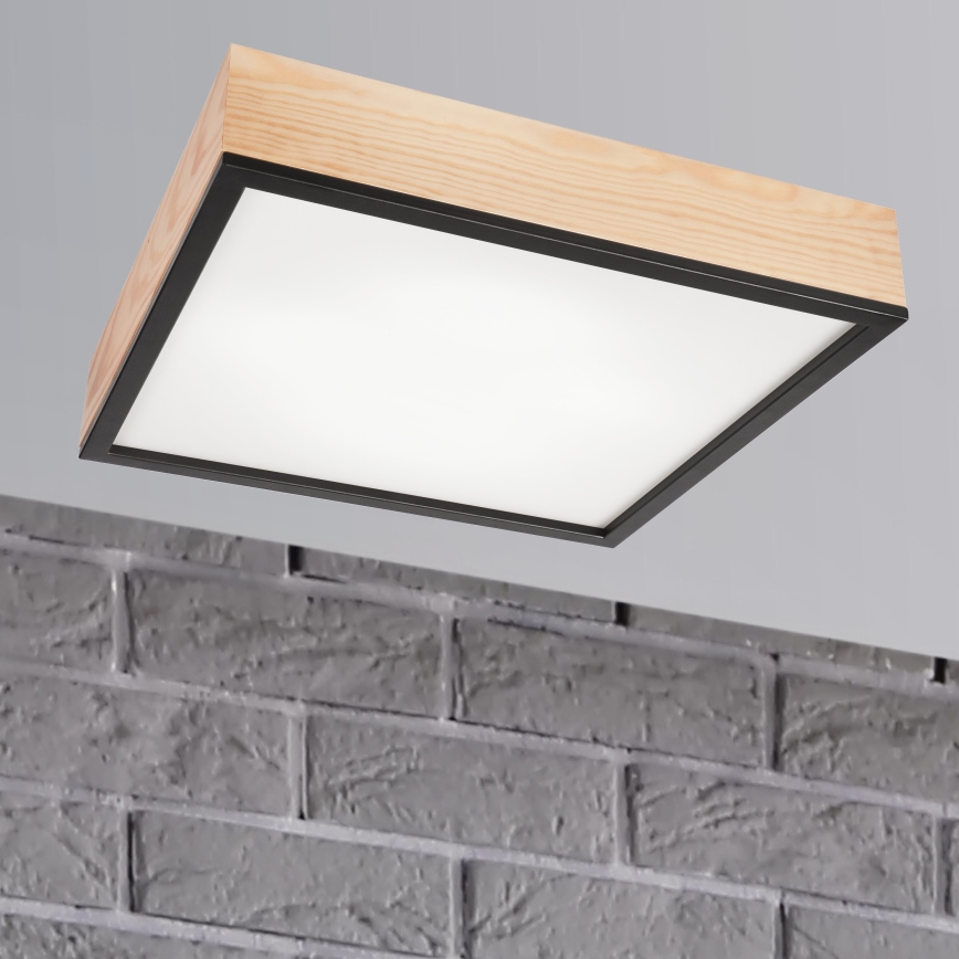 Φωτιστικό οροφής NATURAL SQUARE 4xE27/15W/230V 48x48 cm πεύκο/μαύρο