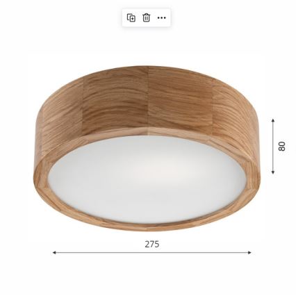 Φωτιστικό οροφής OAK 1xE27/60W/230V δρυς ø 27,5 cm - FSC πιστοποιημένο