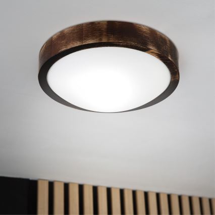 Φωτιστικό οροφής OAK SLIM 1xE27/15W/230V Ø 27 cm, δρυς/σκούρο καφέ