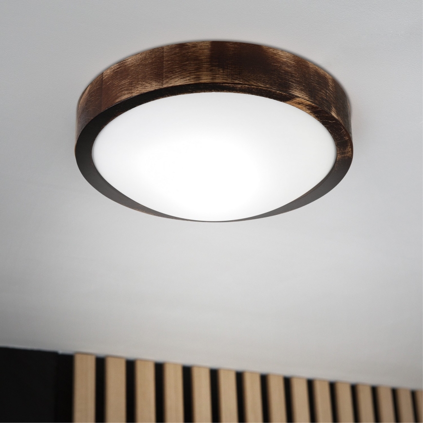 Φωτιστικό οροφής OAK SLIM 1xE27/15W/230V Ø 27 cm, δρυς/σκούρο καφέ