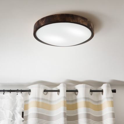 Φωτιστικό οροφής OAK SLIM 2xE27/15W/230V Ø 37 cm, δρυς/σκούρο καφέ