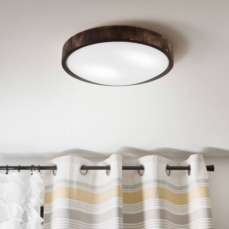 Φωτιστικό οροφής OAK SLIM 2xE27/15W/230V Ø 37 cm, δρυς/σκούρο καφέ