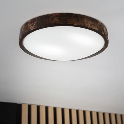 Φωτιστικό οροφής OAK SLIM 2xE27/15W/230V Ø 37 cm, δρυς/σκούρο καφέ