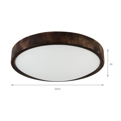 Φωτιστικό οροφής OAK SLIM 2xE27/15W/230V Ø 37 cm, δρυς/σκούρο καφέ