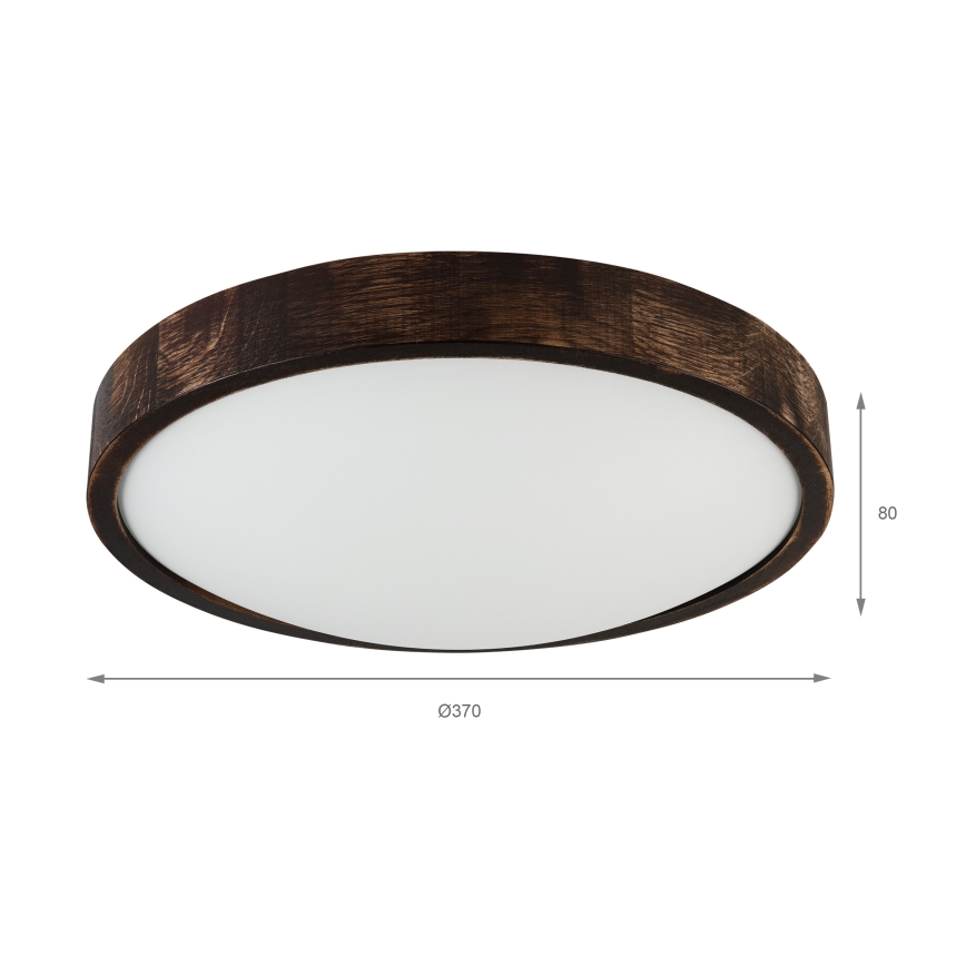 Φωτιστικό οροφής OAK SLIM 2xE27/15W/230V Ø 37 cm, δρυς/σκούρο καφέ