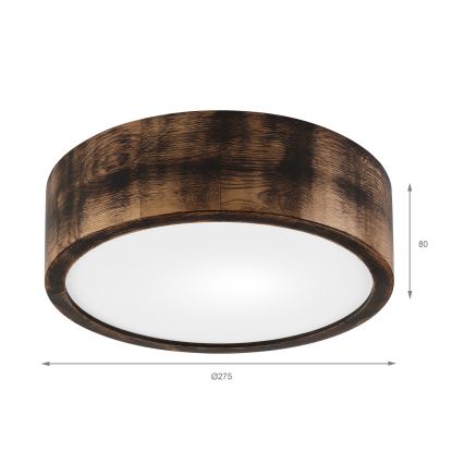Φωτιστικό οροφής OAK SMOKY 1xE27/15W/230V ø 27,5 cm δρυς/σκούρο καφέ