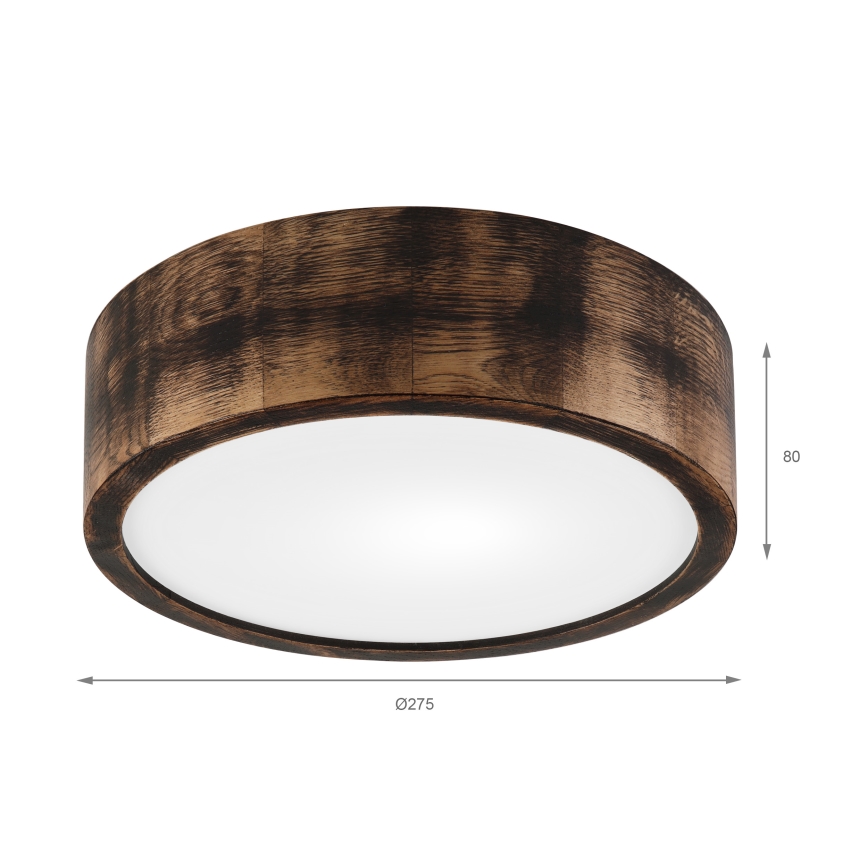 Φωτιστικό οροφής OAK SMOKY 1xE27/15W/230V ø 27,5 cm δρυς/σκούρο καφέ