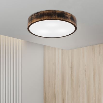 Φωτιστικό οροφής OAK SMOKY 3xE27/15W/230V ø 47,5 cm δρυς/σκούρο καφέ