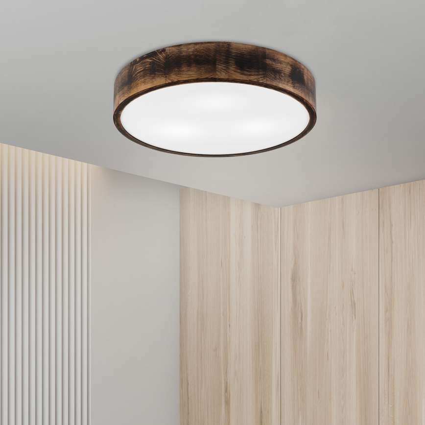 Φωτιστικό οροφής OAK SMOKY 3xE27/15W/230V ø 47,5 cm δρυς/σκούρο καφέ