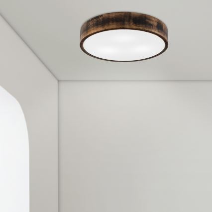 Φωτιστικό οροφής OAK SMOKY 3xE27/15W/230V ø 47,5 cm δρυς/σκούρο καφέ