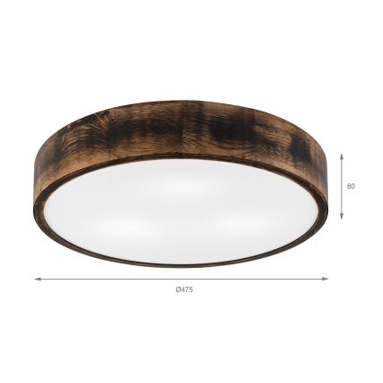 Φωτιστικό οροφής OAK SMOKY 3xE27/15W/230V ø 47,5 cm δρυς/σκούρο καφέ