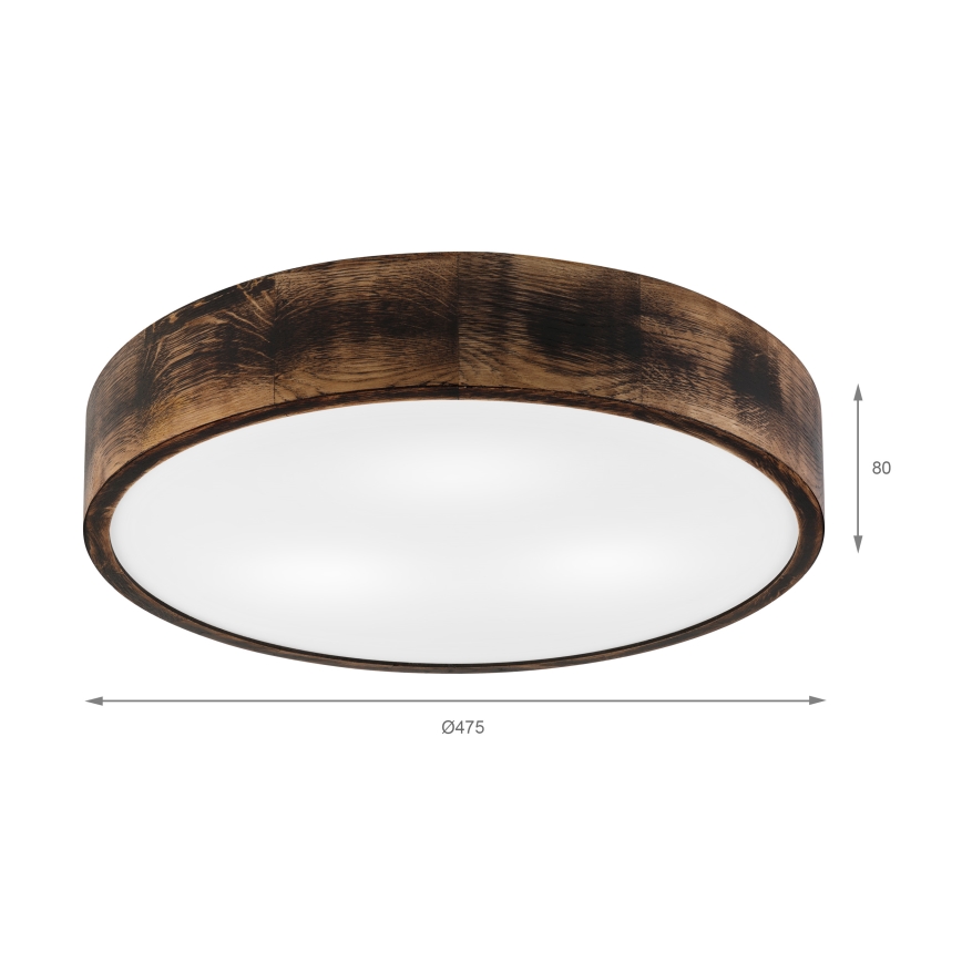 Φωτιστικό οροφής OAK SMOKY 3xE27/15W/230V ø 47,5 cm δρυς/σκούρο καφέ