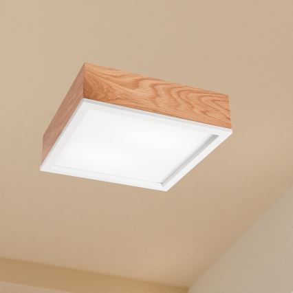 Φωτιστικό οροφής OAK SQUARE 2xE27/15W/230V 31x31 cm δρυς/λευκό