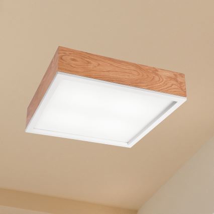 Φωτιστικό οροφής OAK SQUARE 4xE27/15W/230V 39x39 cm δρυς/λευκό