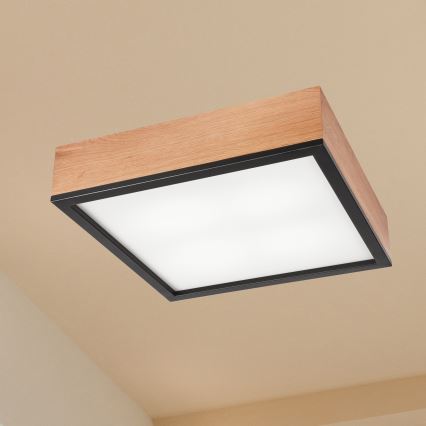 Φωτιστικό οροφής OAK SQUARE 4xE27/15W/230V 39x39 cm δρυς/μαύρο