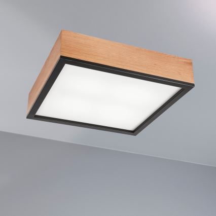 Φωτιστικό οροφής OAK SQUARE 4xE27/15W/230V 39x39 cm δρυς/μαύρο