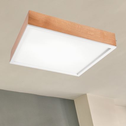 Φωτιστικό οροφής OAK SQUARE 4xE27/15W/230V 48x48 cm δρυς/λευκό