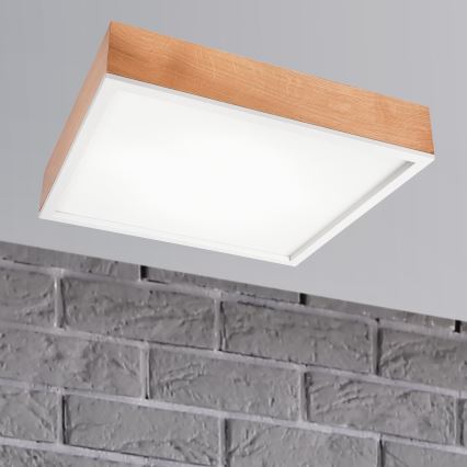 Φωτιστικό οροφής OAK SQUARE 4xE27/15W/230V 48x48 cm δρυς/λευκό